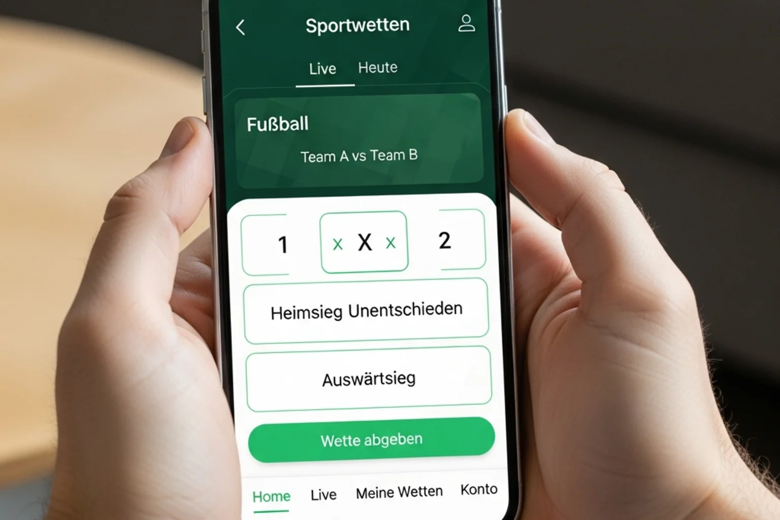 Person hält Smartphone mit Sport-App in der Hand
